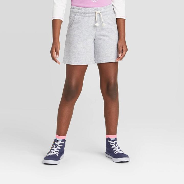 Girls' Knit Midi Shorts - Cat & Jack Heather Gray Xs, Girl's, Grey Grey