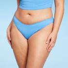 Women's Ribbed Scoop Front High Leg Cheeky Bikini Bottom - Wild Fable Blue Xxs