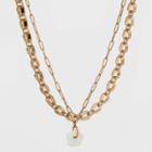 Natural Opal Semi-precious Charm Layered Chain Necklace - Universal Thread Ivory