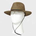 Natural & Black Woven Paper Straw With Chain Strap Hat - Goodfellow & Co Dark Brown