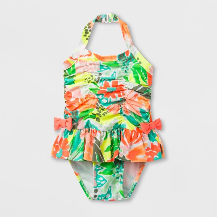 Toddler Girls' Floral Skirt One Piece Swimsuit - Cat & Jack 3t, Girl's, Pink