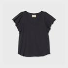 Women's Flutter Short Sleeve Scoop Neck T-shirt - Universal Thread Black