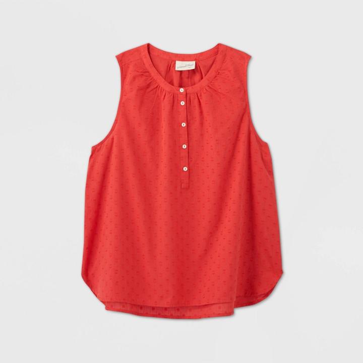 Women's Plus Size Sleeveless Half-placket Top - Universal Thread Red 2x, Women's,