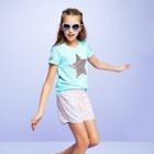 Petitegirls' Short Sleeve Flip Sequin 'star' T-shirt - More Than Magic Blue Xxl, Girl's,