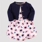 Touched By Nature Baby Girls' Blossoms Organic Cotton Dress & Cardigan - Pink/navy 5t, Girl's, Blossoms - Pink/blue