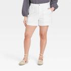 Women's Plus Size High-rise Utility Shorts - A New Day White