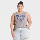 Disney Women's Plus Size Mickey Mouse Star Ears Graphic Tank Top - Gray