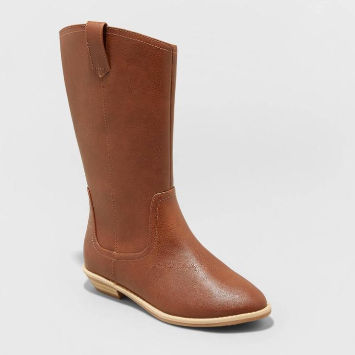 Girls' Sahara Zipper Slip-on Riding Boots - Cat & Jack Cognac
