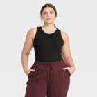 Women's Plus Size Ribbed Crewneck Tank Bodysuit - A New Day Black