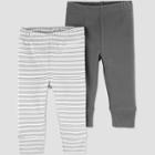 Baby Boys' 2pk Striped Pull-on Pants - Just One You Made By Carter's Gray Newborn