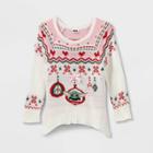 Toddler Girls' Star Wars Baby Yoda Ugly Pullover Sweater - Beige
