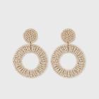 Open Circle Seed Bead Drop Earrings - A New Day Ivory