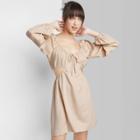 Women's Long Sleeve Cut Out Fit & Flare Dress - Wild Fable Light Taupe Xs,