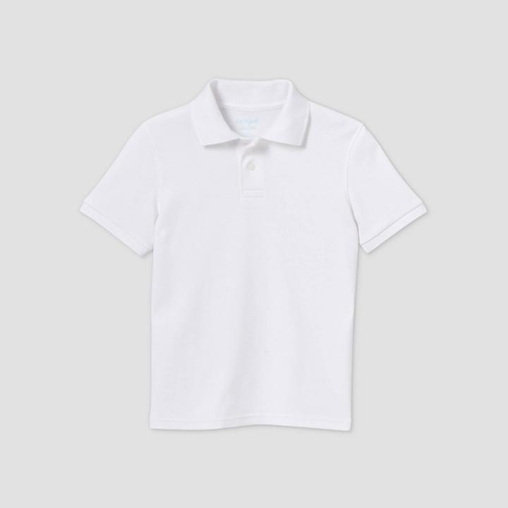 Oversizeboys' Short Sleeve Interlock Uniform Polo Shirt - Cat & Jack White