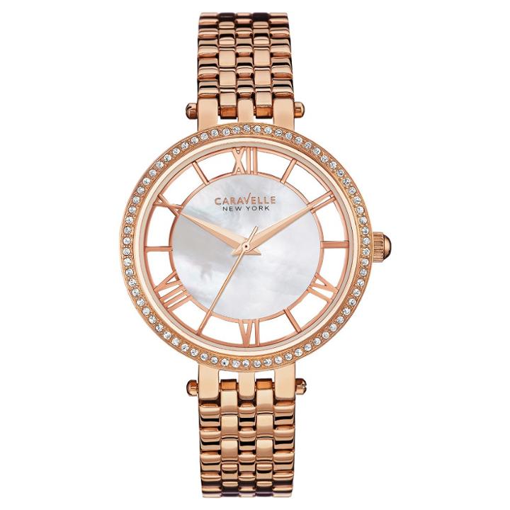 Caravelle New York By Bulova Women's Rose-gold Stainless Steel Bracelet Watch - 44l171, Size: