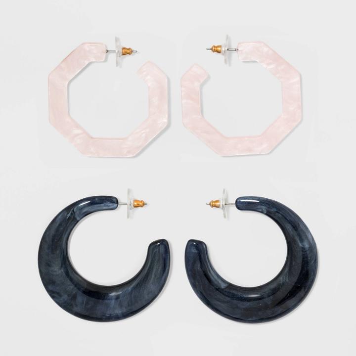 Sugarfix By Baublebar Resin Hoop Earring Gift Set - Blue/pink/iridscent, Women's, Blue Pink