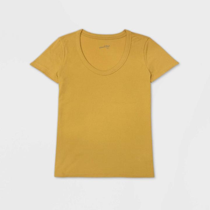 Women's Plus Size Short Sleeve Scoop Neck Ribbed Front T-shirt - Universal Thread Yellow 2x, Women's, Size: