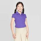 Petitegirls' Short Sleeve Interlock Uniform Polo Shirt - Cat & Jack Purple S, Girl's,