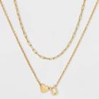 14k Gold Dipped 'u' Initial With Heart Chain Necklace - A New Day Gold