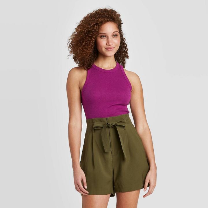 Women's Crewneck Rib Tank Top - A New Day Purple