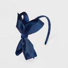Girls' Solid Ribbon Bow Headband - Cat & Jack Navy Blue