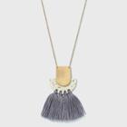 Speckled And Layered Half Moon And Tassel Pendant Necklace - Universal Thread Ivory