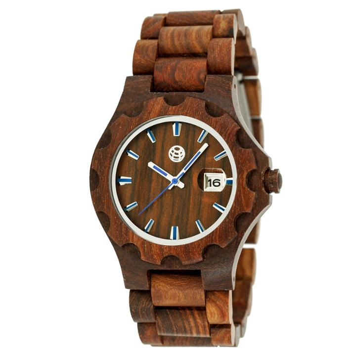 Earth Wood Men's Gila Eco - Friendly Sustainable Wood Bracelet Watch - Red, Red Oak