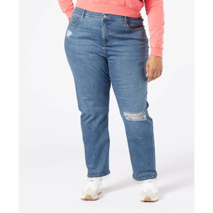 Denizen From Levi's Women's Plus Size High-rise Sculpting Straight Jeans - Seaside Fade