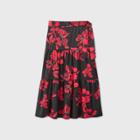 Women's Plus Size Floral Print Tiered A-line Maxi Skirt - Who What Wear Black