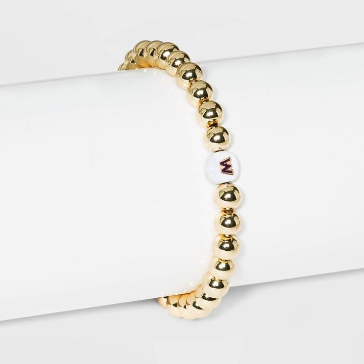 Sugarfix By Baublebar Initial 'w' Stretch Bracelet - Gold