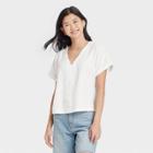 Women's Short Sleeve Blouse - Universal Thread White