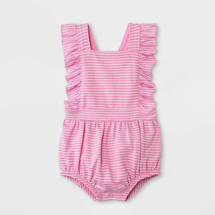 Baby Girls' Textured Romper - Cat & Jack Pink Newborn