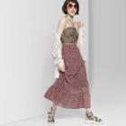 Women's Floral Print Tiered Maxi Skirt - Wild Fable Burgundy