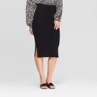 Women's High-rise Below Knee Front Off Seam Pocket Sweater Skirt - Who What Wear Black