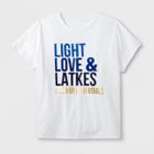 Shinsung Tongsang Women's Plus Size Short Sleeve 'light, Love & Latkes' Baseball T-shirt - White