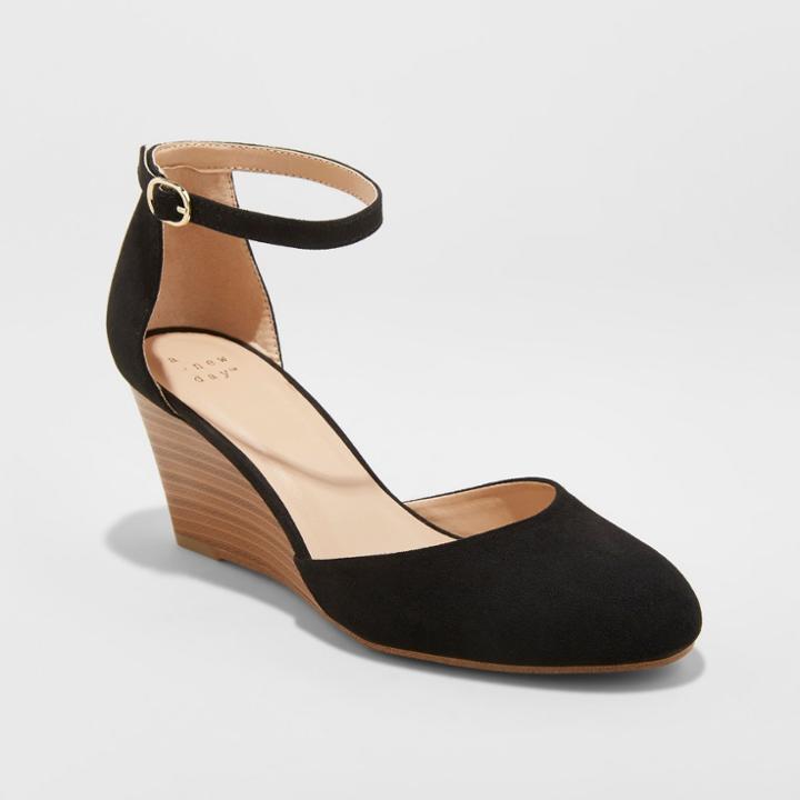 Women's Wendi D'orsay Closed Toe Wedge Espadrille - A New Day Black