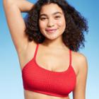 Women's Smocked Bralette Bikini Top - Wild Fable Red D/dd Cup