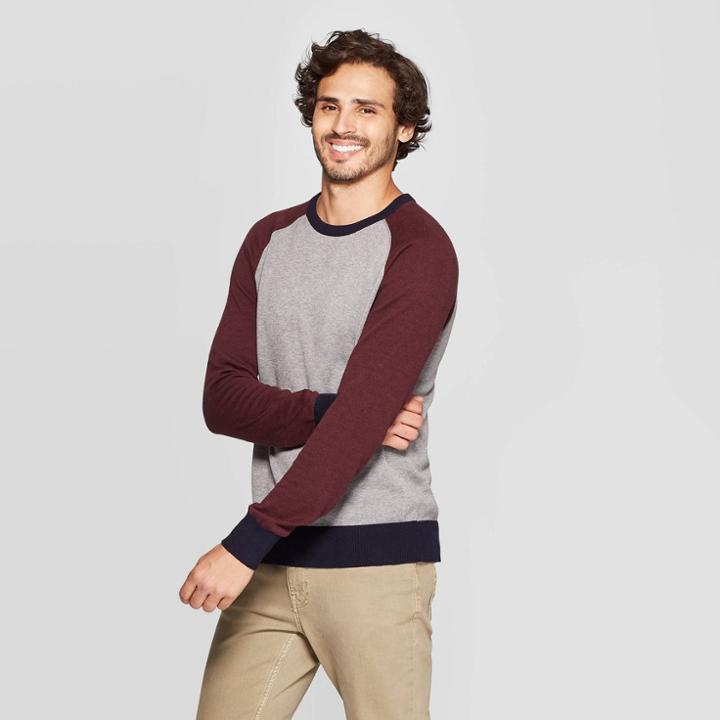 Men's Standard Fit V-neck Sweater - Goodfellow & Co Burgundy S, Size: