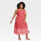 Women's Plus Size Tie-strap Smocked Dress - Knox Rose Red Floral
