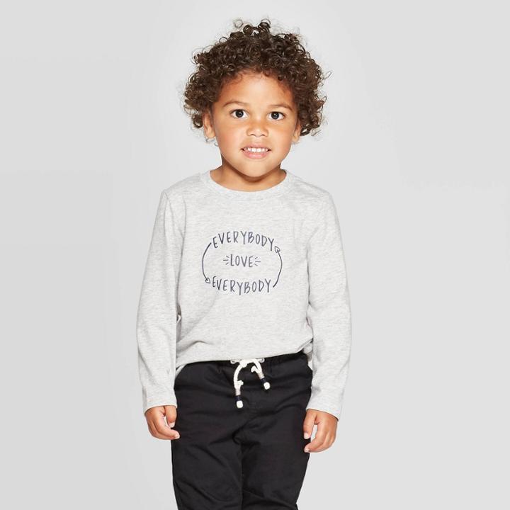 Toddler Boys' Everybody Love Everybody Graphic Long Sleeve T-shirt - Cat & Jack Heather Gray
