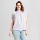 Women's Plus Size Short Sleeve Drapey Button-down - Universal Thread Purple