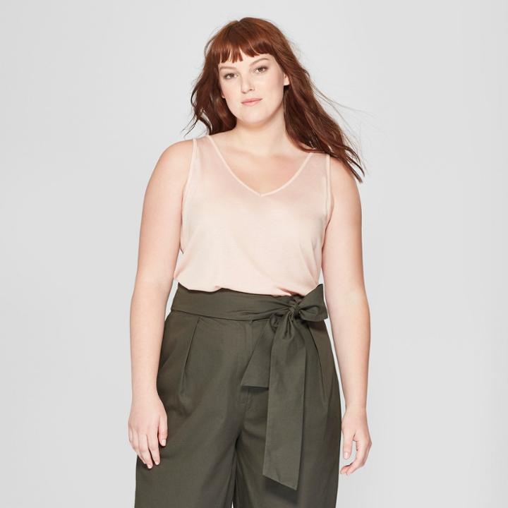 Women's Plus Size Sleeveless V-neck Tank Top - Prologue Peach (pink) X