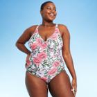 Women's Plus Size Twist-front Classic One Piece Swimsuit - Kona Sol Floral Print