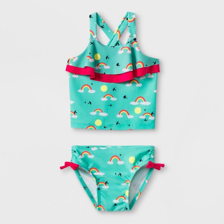 Baby Girls' Rainbow Tankini Swimsuit - Cat & Jack Turquoise