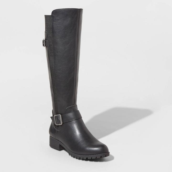 Women's Kota Faux Leather Multiple Buckle Booties - Universal Thread Black
