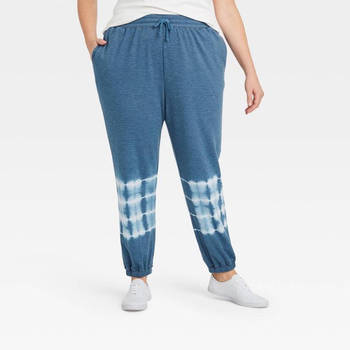 Women's Plus Size Tie-dye Jogger Pants - Knox Rose Navy