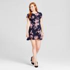 Eclair Women's Floral Lace-up Back Dress - Clair Navy