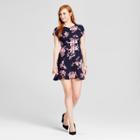 Eclair Women's Floral Lace-up Back Dress - Clair Navy