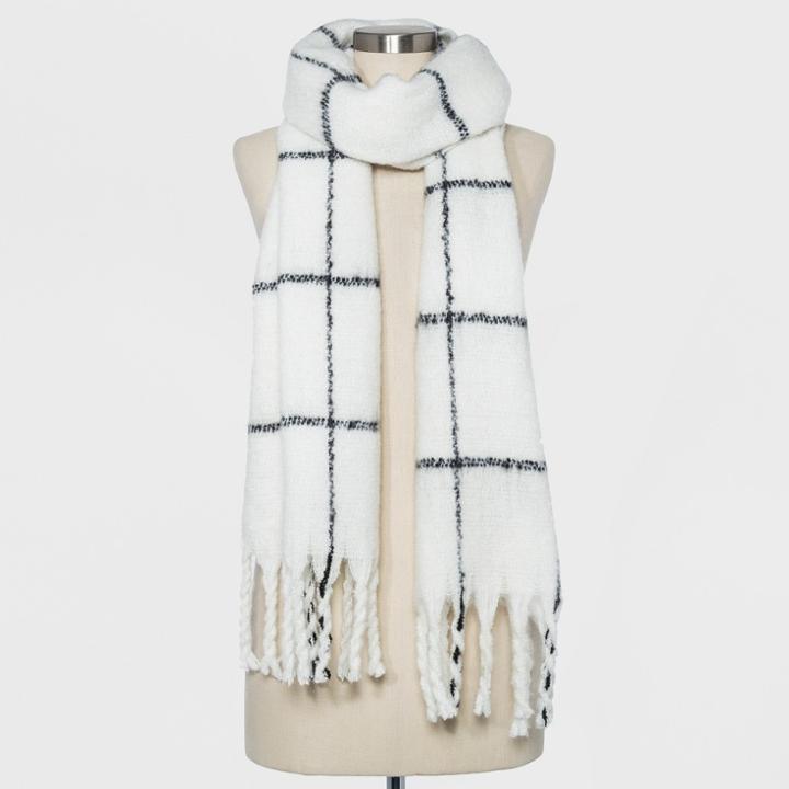 Women's Plaid Brushed Woven Blanket Scarf - A New Day