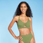 Women's Cinch Trim Cut Out Detail Bikini Top - Shade & Shore Palm Green
